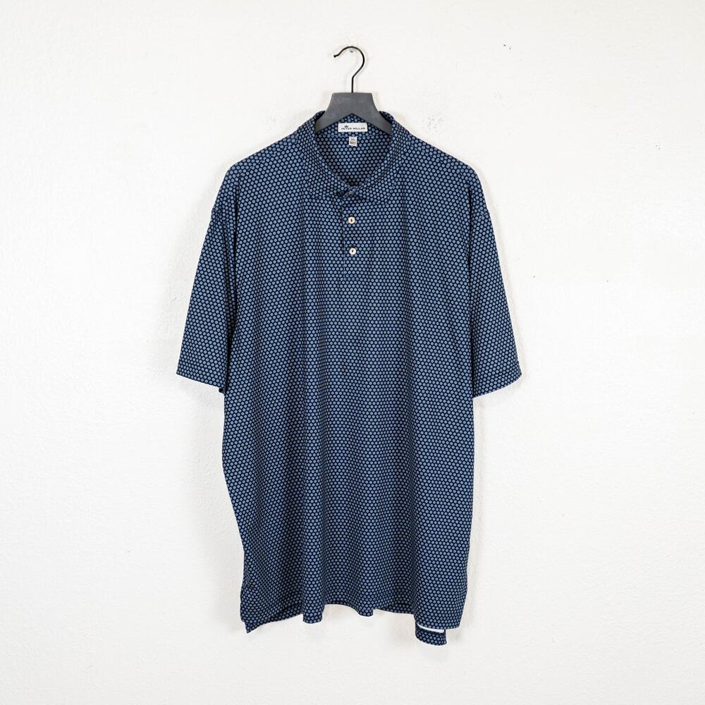 PETER MILLAR Men's Golf Polo Shirt Navy print size 2XL